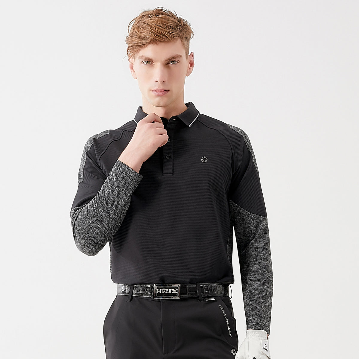 Men's patchwork knitted long-sleeved shirt