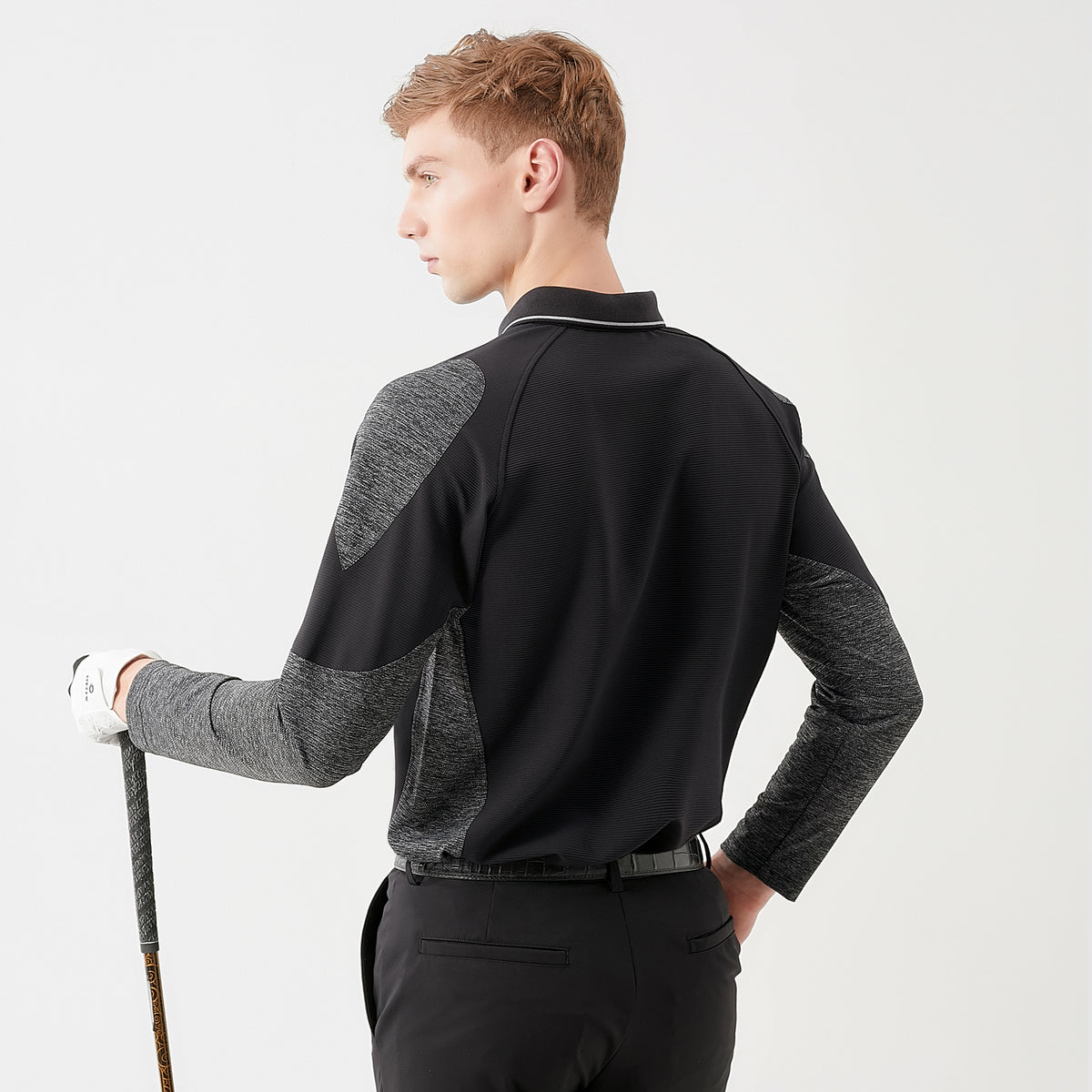 Men's patchwork knitted long-sleeved shirt